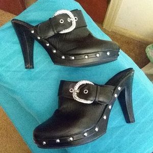Bling Buckle and Studded Mules